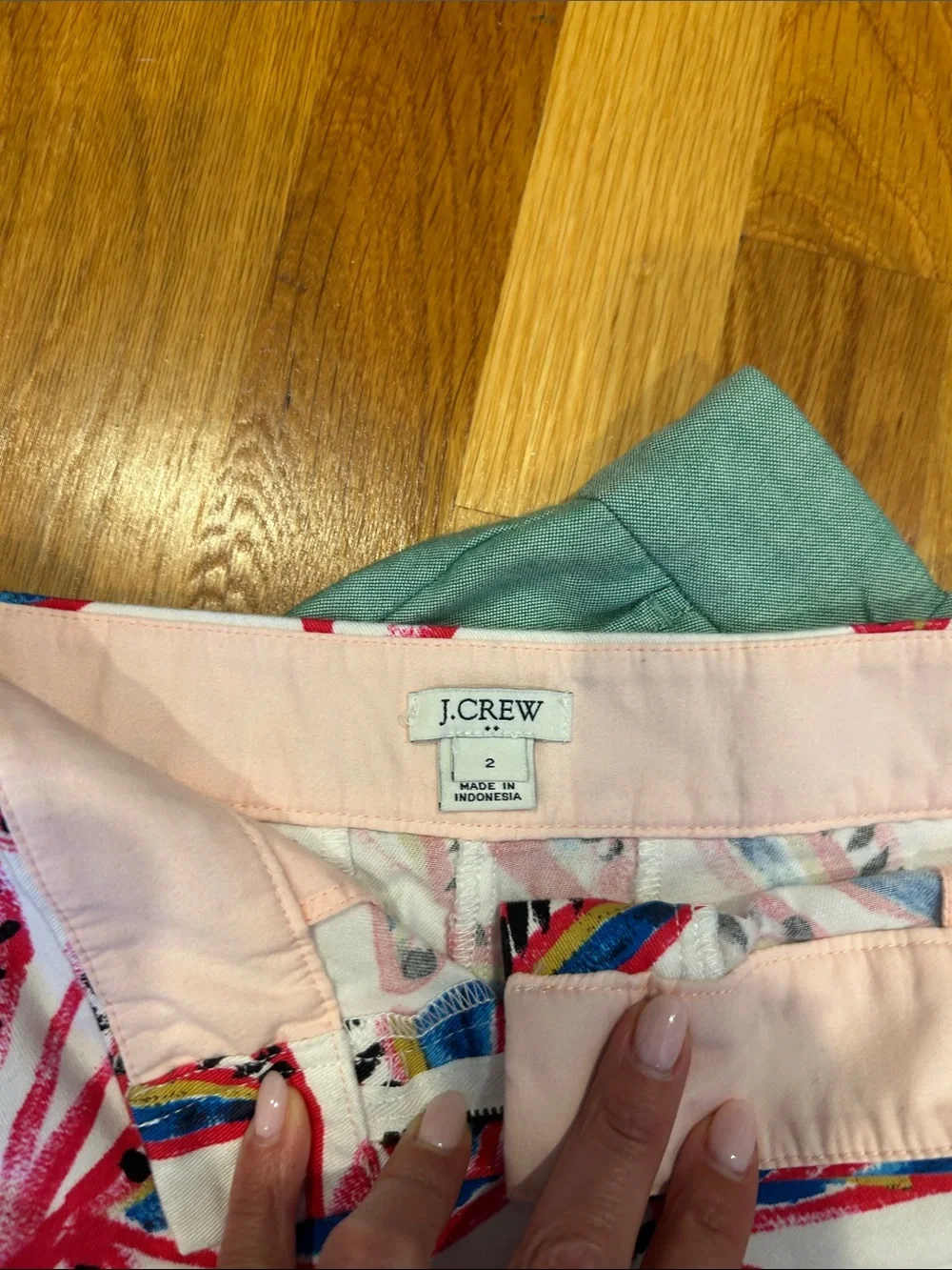 J. Crew Women’s Shorts Trio - Teal, Pink Leaf Print, Chambray Blue